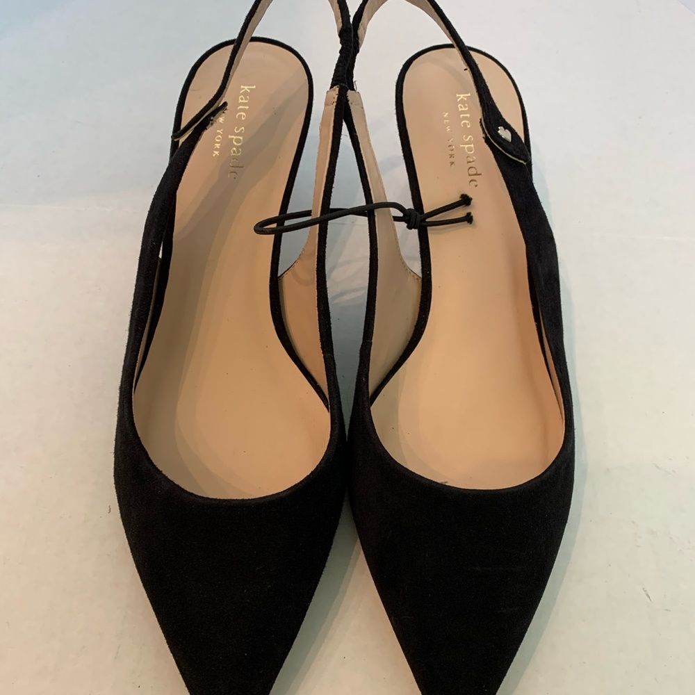 Kate Spade slingback heels Black suede Shiloh